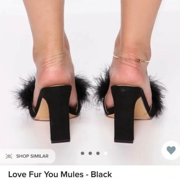 Fashion Nova Women Black Fax fux Sandals Mules Sexy Block High Heels  Sz 7.5 - Picture 7 of 9